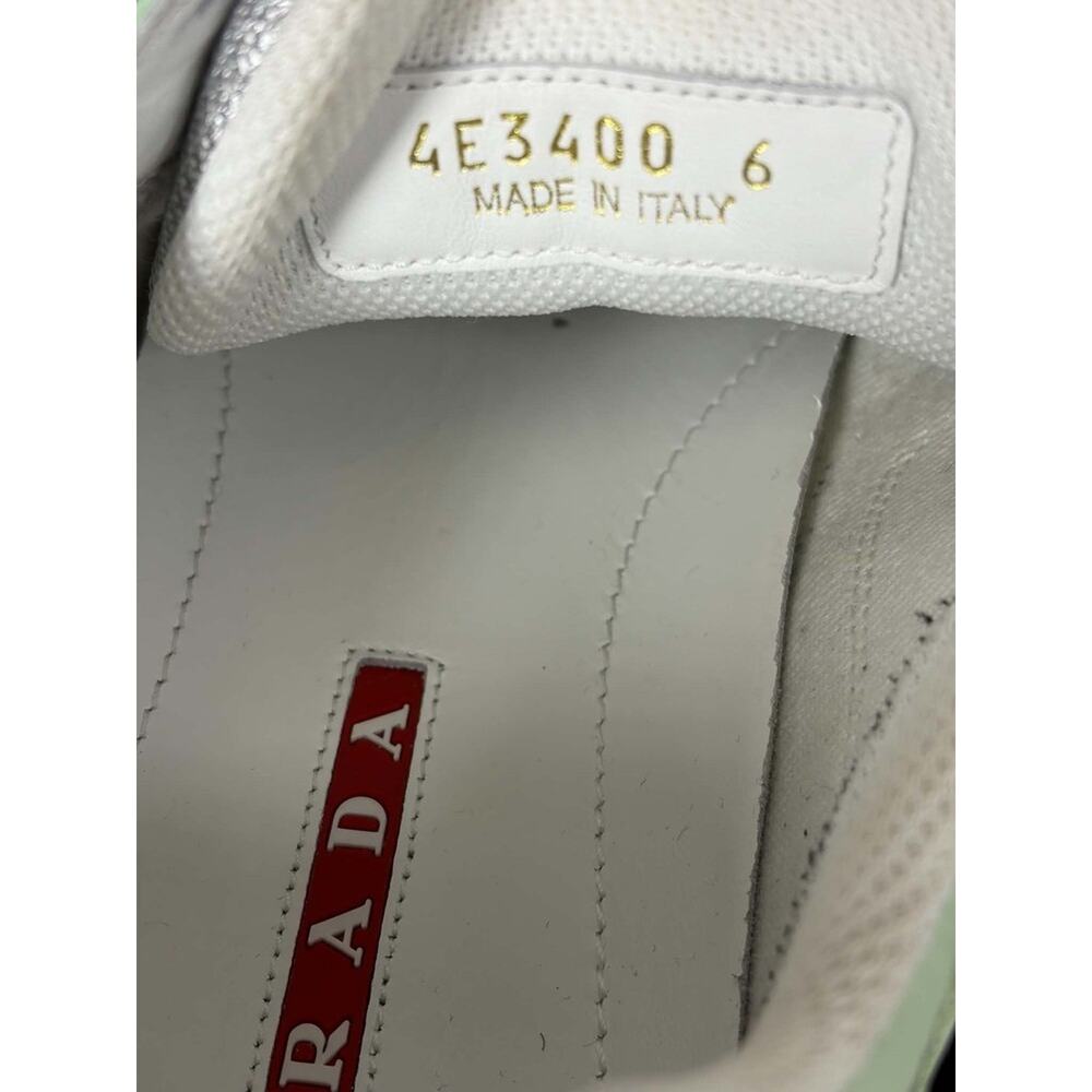 Prada American Cup Patent Mint Green Mens Mesh Sneakers - Sz 7 US SPB JA-365540 - Picture 11 of 14